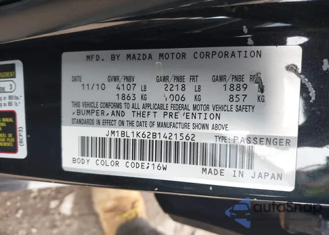 2011 Mazda Mazda3 S Sport from USA, damaged, VIN JM1BL1K62B1421562